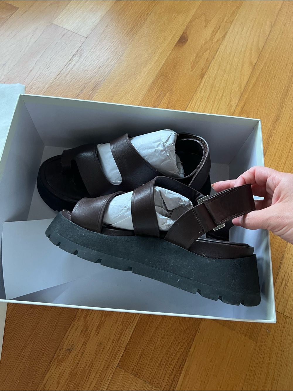 3.1 Phillip Lim Brown Leather Platform Sandals